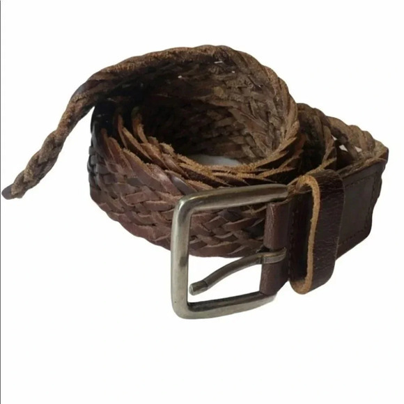 Aeropostale L‎ Brown leather braided 1.5" belt - Picture 1 of 5